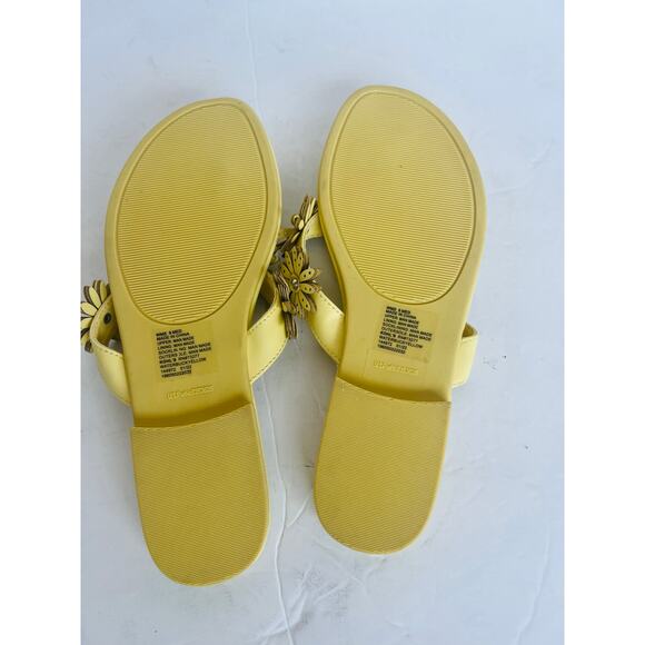 NWOT SO° Vegan Yellow Flower  Thong Slip On Flip Flop Flat Sandals Size 9M - Picture 6 of 7